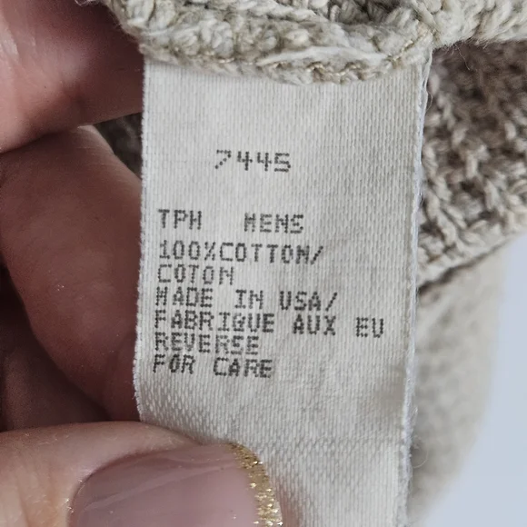 Vintage 90s Woolrich Hand Framed Button Henley Tan Sand Sweater Mens Large - Picture 8 of 13